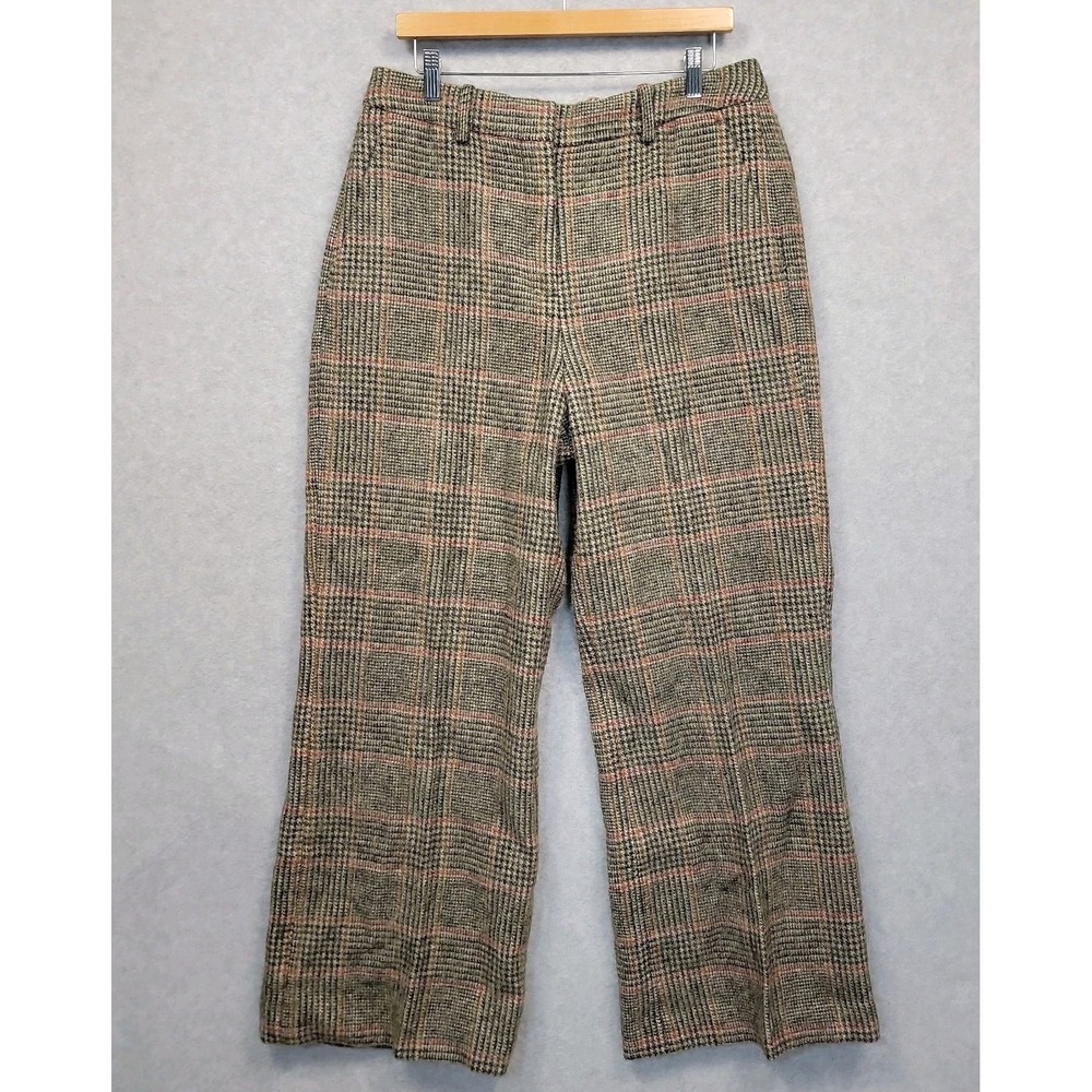 FRANCES VALENTINE Newbury Plaid Wool Pants Trousers Women's Size 12 Wide Leg